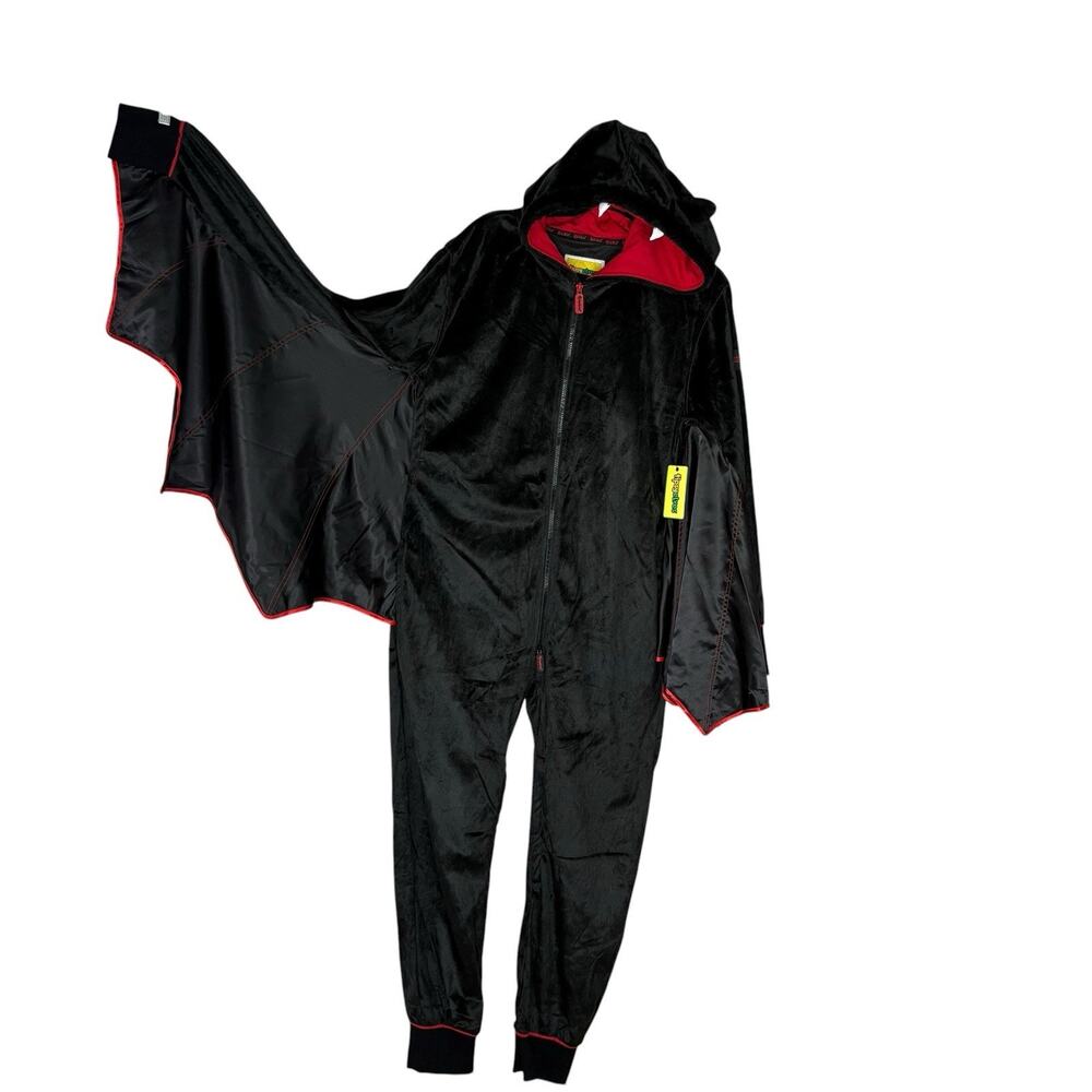 NWT Tipsy Elves Men’s Bat Jumpsuit Costume Hooded Black Red Size M
